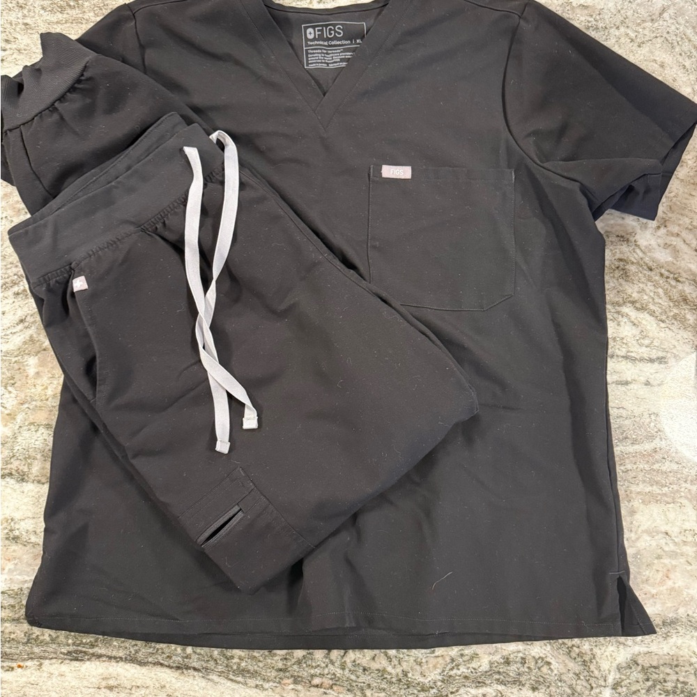 Figs Black Scrub Set Size XL